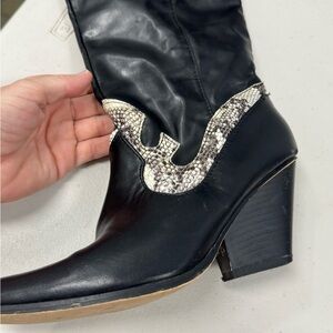 Black and Snake Print Women's Boots